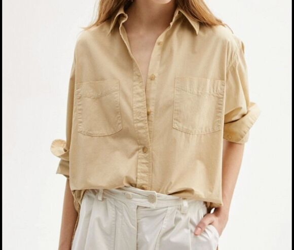 Nili Lotan Tops - Nili Lotan Kelsey Shirt Womens Medium Khaki USA Made